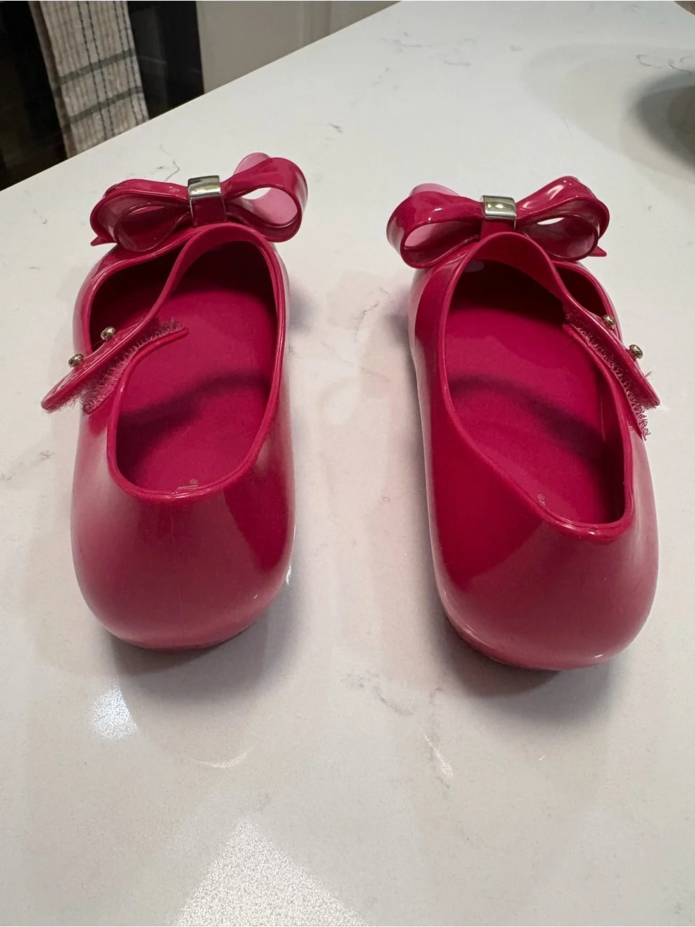 Mini Melissa Hot Pink Jelly Mary Jane Bow Shoes